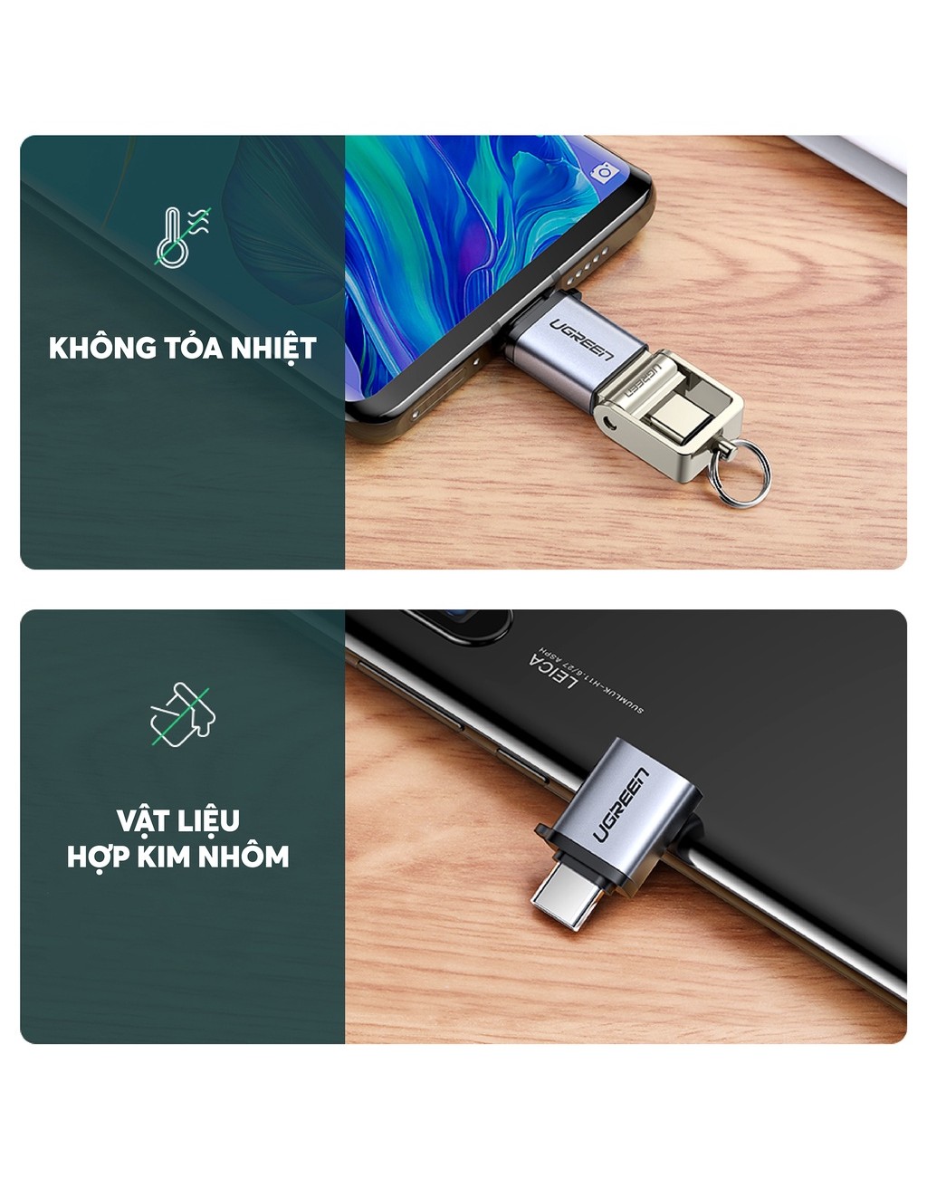 Mô tả Đầu chuyển đổi cổng USB 3.0 sang Type C đực UGREEN US270 | Hỗ trợ OTG | Có dây gắn móc treo chìa khóa| Bảo Hành 18 Tháng - 4
