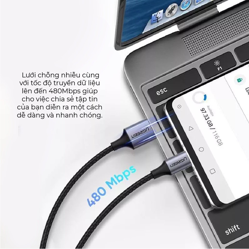 Mô tả Cáp sạc USB 2.0 A sang Type C Ugreen US288 | Dòng sạc 3A 15W 18W | Hỗ trợ QC 3.0 | Bảo Hành 1 đổi 1 18 Tháng 60124 - 5