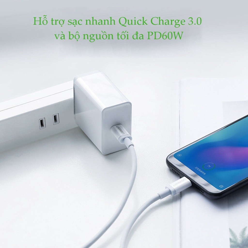Mô tả Cáp sạc nhanh Type C UGREEN US264 | Sạc nhanh dòng 3A |Vỏ bện nylo|Đầu hợp kim tản nhiệt tốt | Bảo hành 18 tháng 1 đổi1 - 5