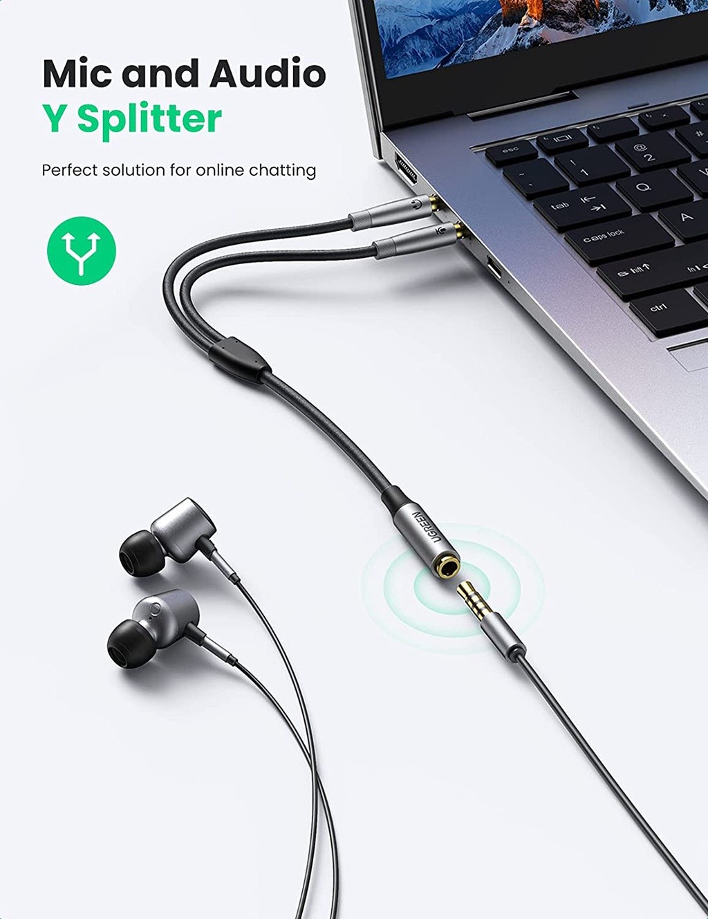 Dây Audio UGREEN AV140 kết nối laptop