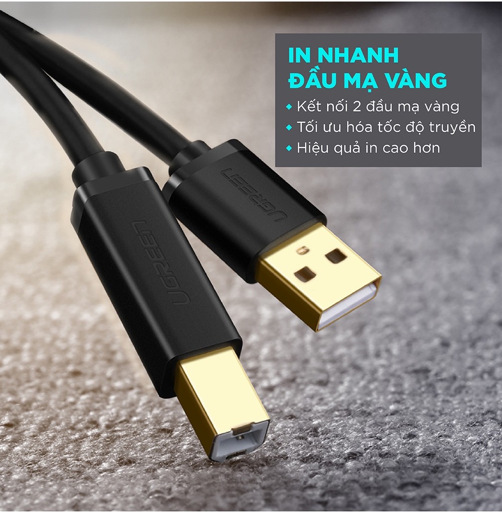 Mô tả Dây máy in USB 2.0 chuẩn A đực sang chuẩn B đực UGREEN US135 | 3 lớp chống nhiễu | Tốc độ truyền dữ liệu 480Mbps - 7