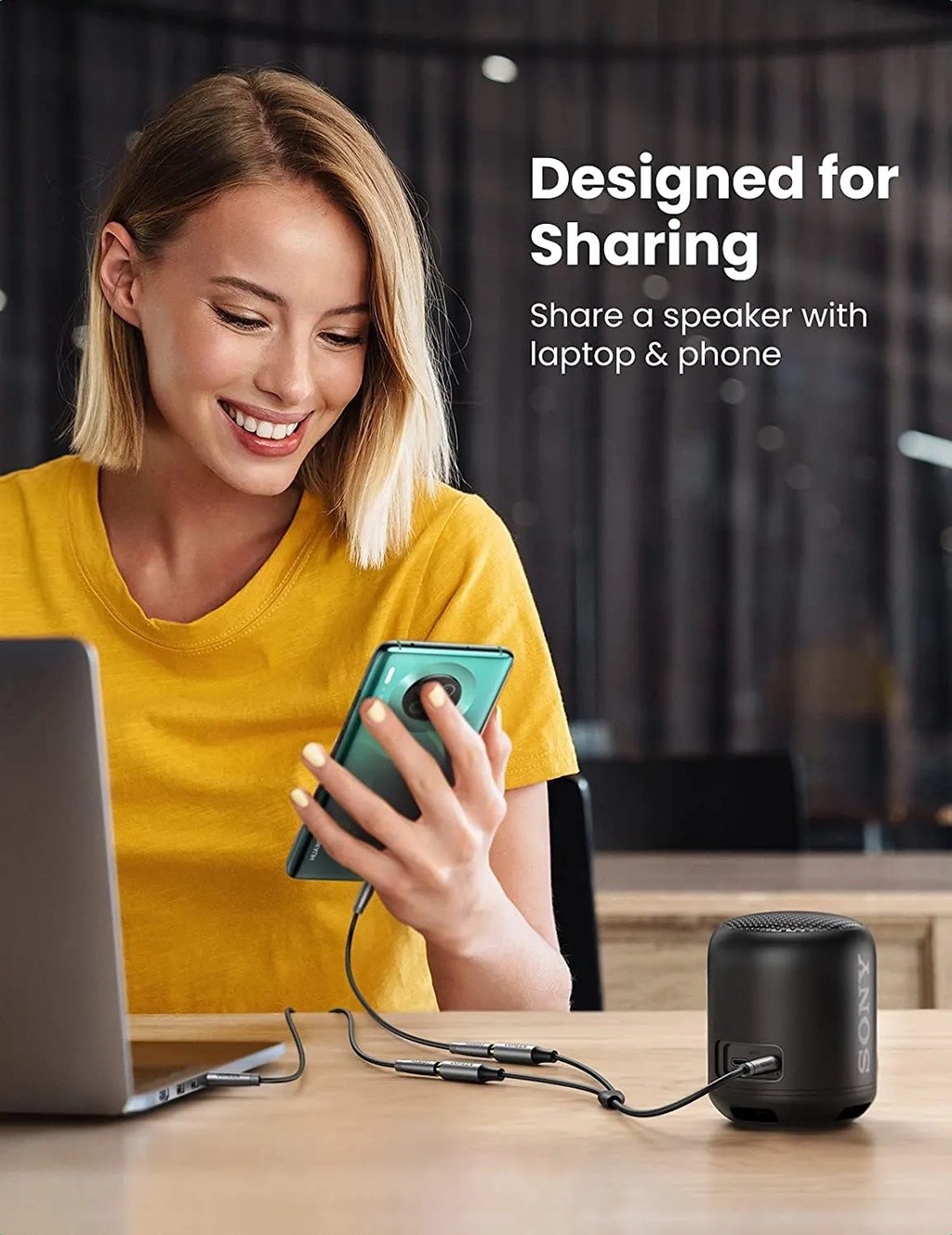 Mô tả Dây cáp Audio 3.5mm chia 2 tai nghe, đầu nhôm UGREEN AV191 - 3