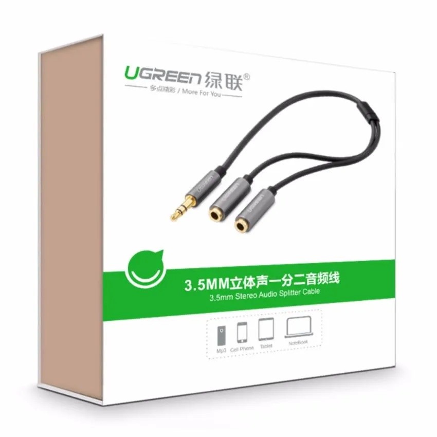 Mô tả Dây cáp Audio 3.5mm chia 2 tai nghe, đầu nhôm UGREEN AV191 - 8