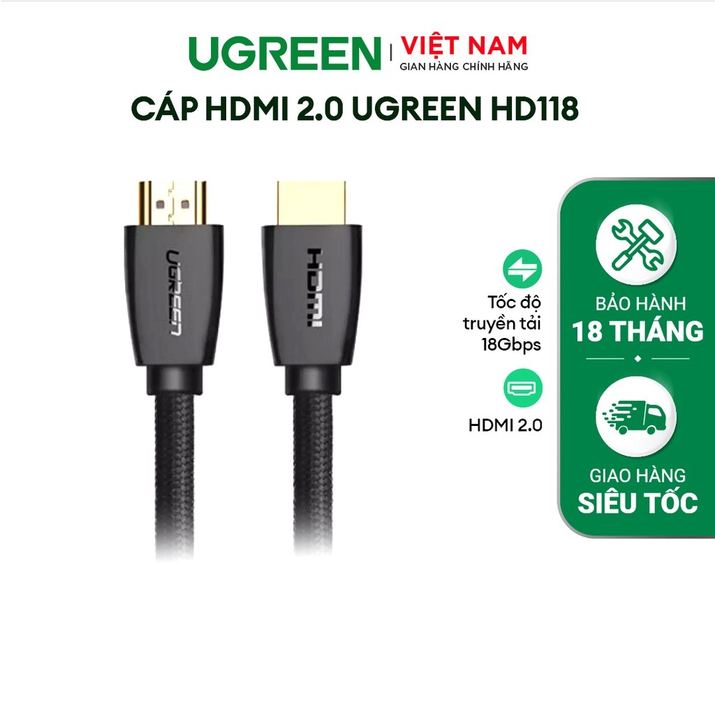 Cáp HDMI Ugreen HD118 truyền dẫn nhanh hơn