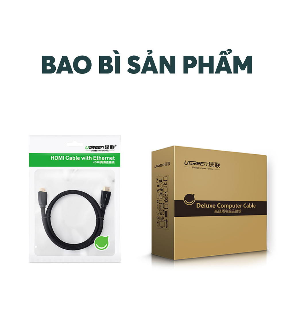 Mô tả Cáp HDMI 2.0 Ugreen HD118| Chất liệu vải dù PP | Độ phân giải 3D 4K*2K 4096x2160p/30Hz | Bảo Hành 18 tháng 1 đổi 1 40408 - 9