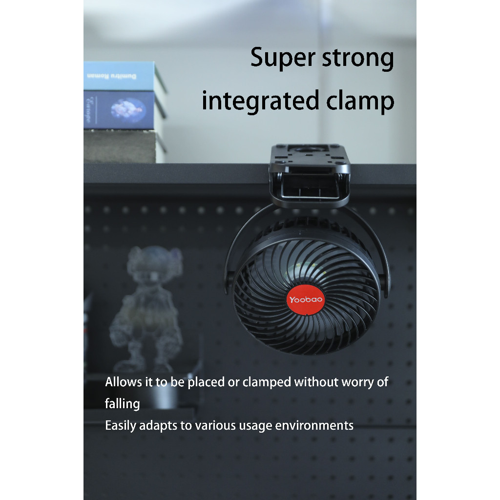 Mô tả Quạt sạc mini Yoobao F8 để bàn/kẹp nôi 8000mAh 3 tốc độ | Đèn LED + sạc dự phòng | Bảo hành 12 tháng - 2