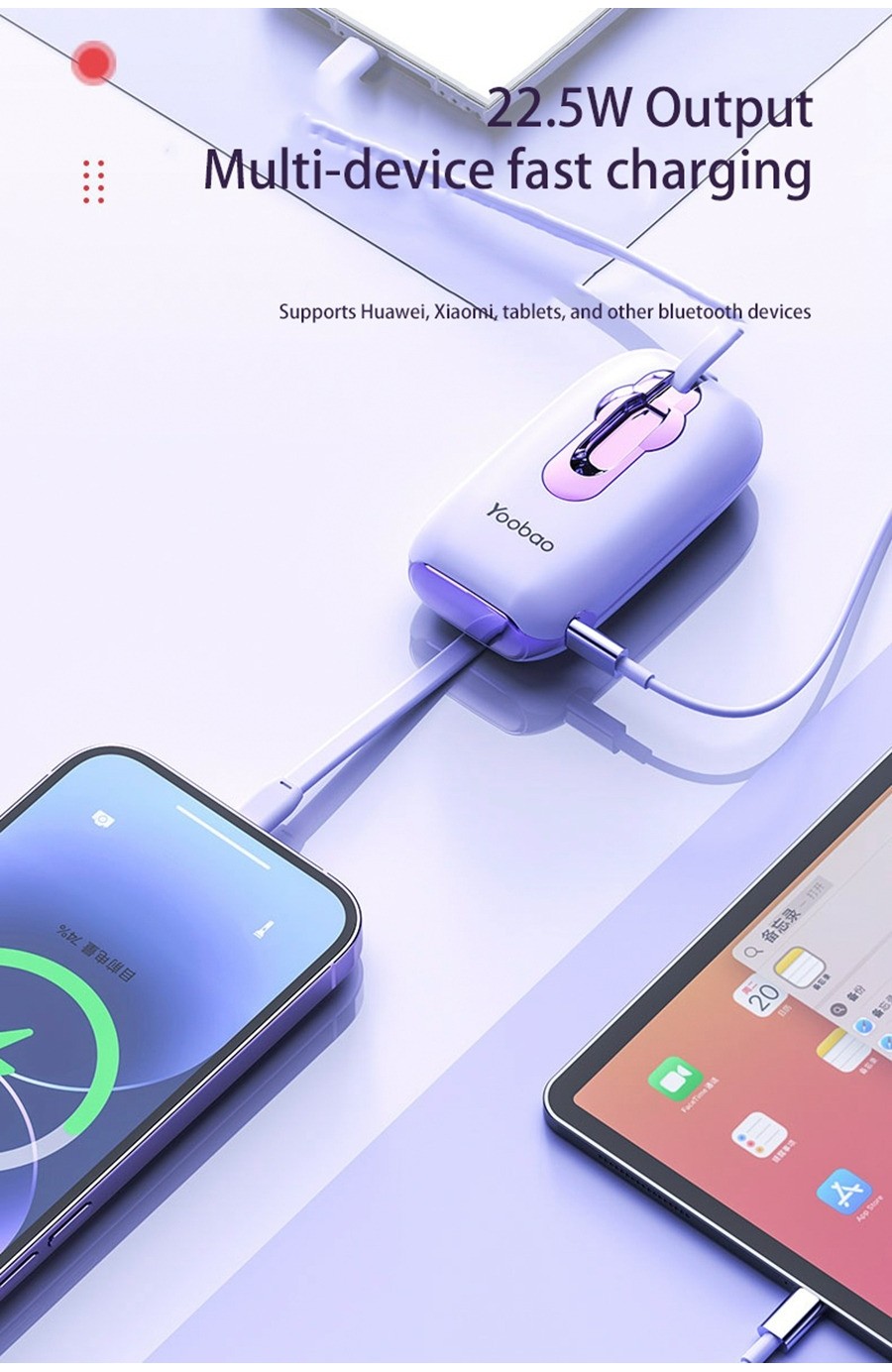 Mô tả Sạc dự phòng Yoobao LK11 10000mAh 22,5W | Màn hình LED | Tích hợp cáp sạc Type C & Lightning | Bảo hành 12 tháng - 5