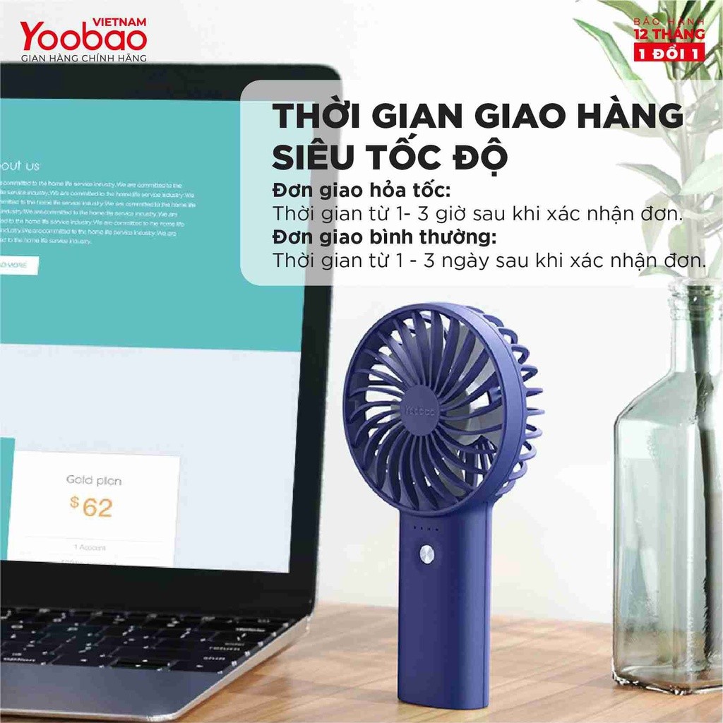 Mô tả Quạt sạc mini để bàn làm việc YOOBAO F3 6000mAh/3000mAh - có thể chạy 32 giờ - Bảo hành 12 tháng - 2