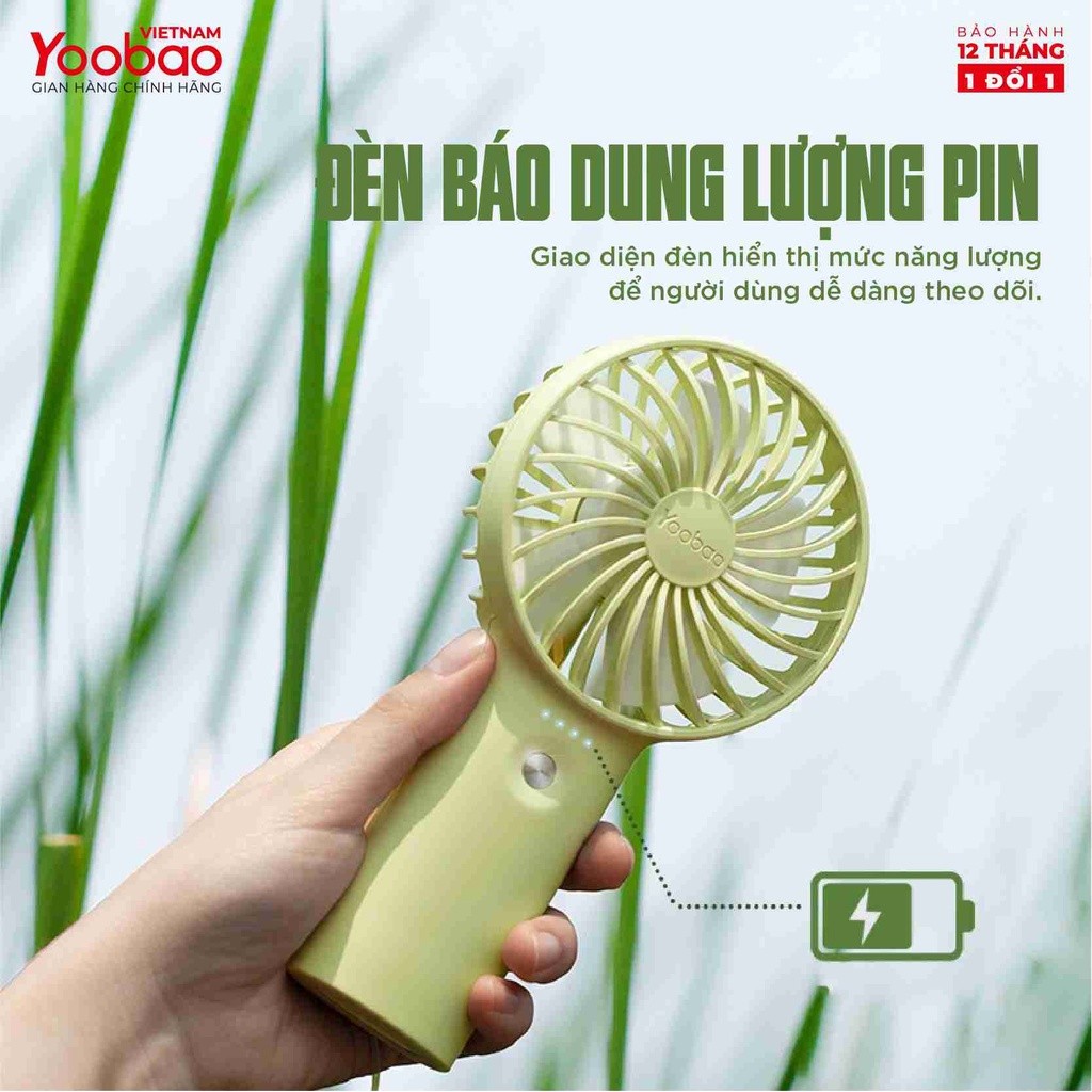 Mô tả Quạt sạc mini để bàn làm việc YOOBAO F3 6000mAh/3000mAh - có thể chạy 32 giờ - Bảo hành 12 tháng - 5