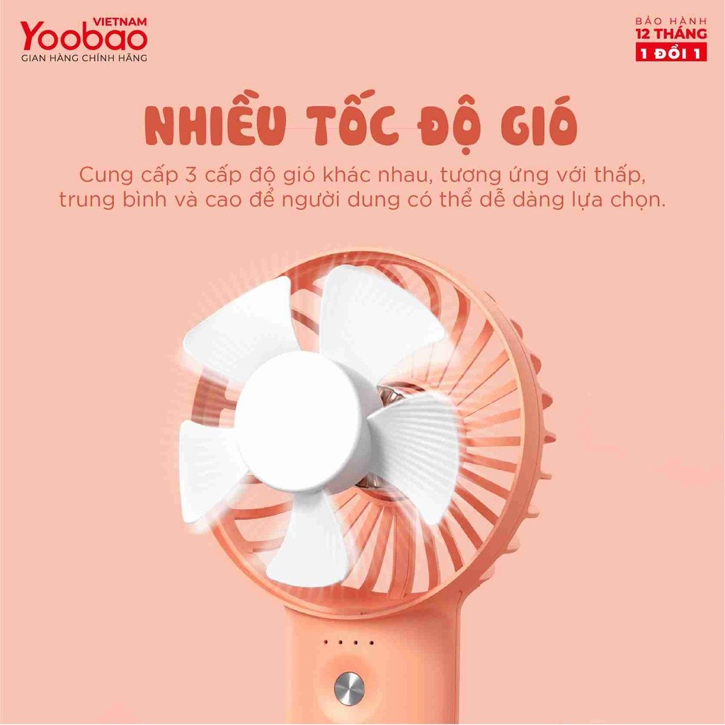 Mô tả Quạt sạc mini để bàn làm việc YOOBAO F3 6000mAh/3000mAh - có thể chạy 32 giờ - Bảo hành 12 tháng - 7