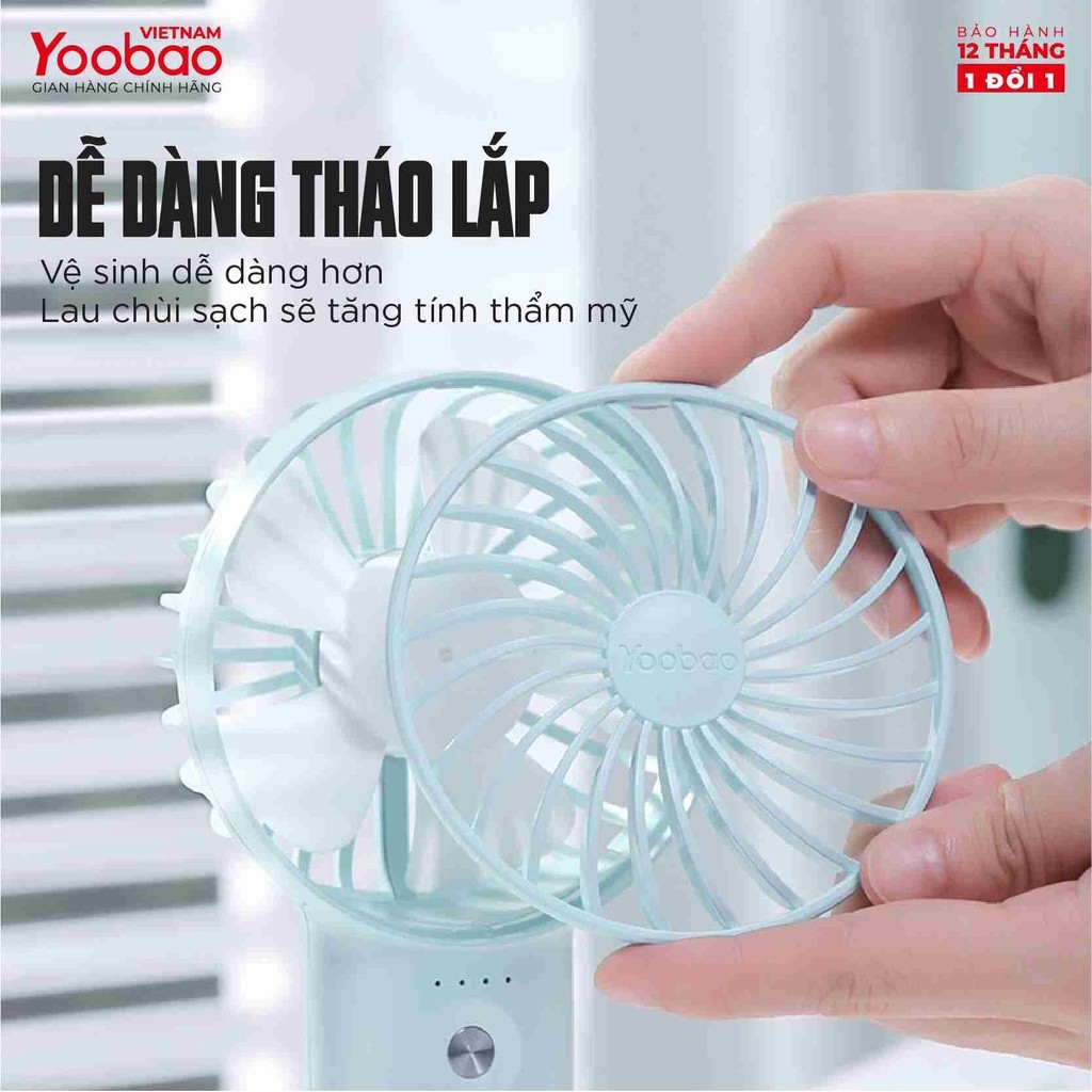 Mô tả Quạt sạc mini để bàn làm việc YOOBAO F3 6000mAh/3000mAh - có thể chạy 32 giờ - Bảo hành 12 tháng - 8