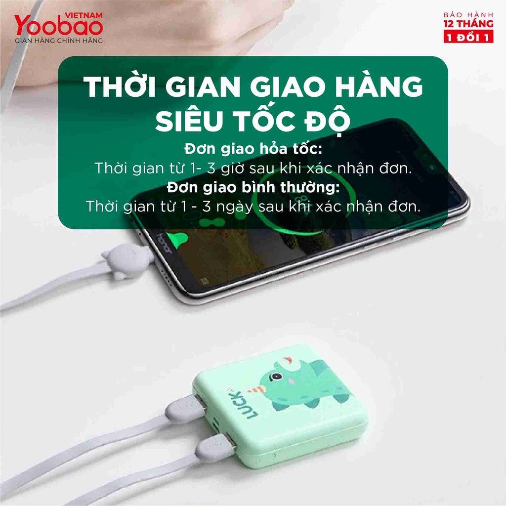 Mô tả Sạc dự phòng mini dễ thương 10000mAh Yoobao M4 mini Sạc đồng thời 2 cổng Hàng phân phối chính hãng - 2