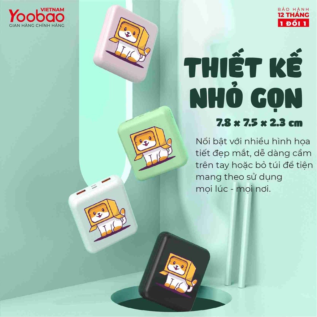 Mô tả Sạc dự phòng mini dễ thương 10000mAh Yoobao M4 mini Sạc đồng thời 2 cổng Hàng phân phối chính hãng - 3