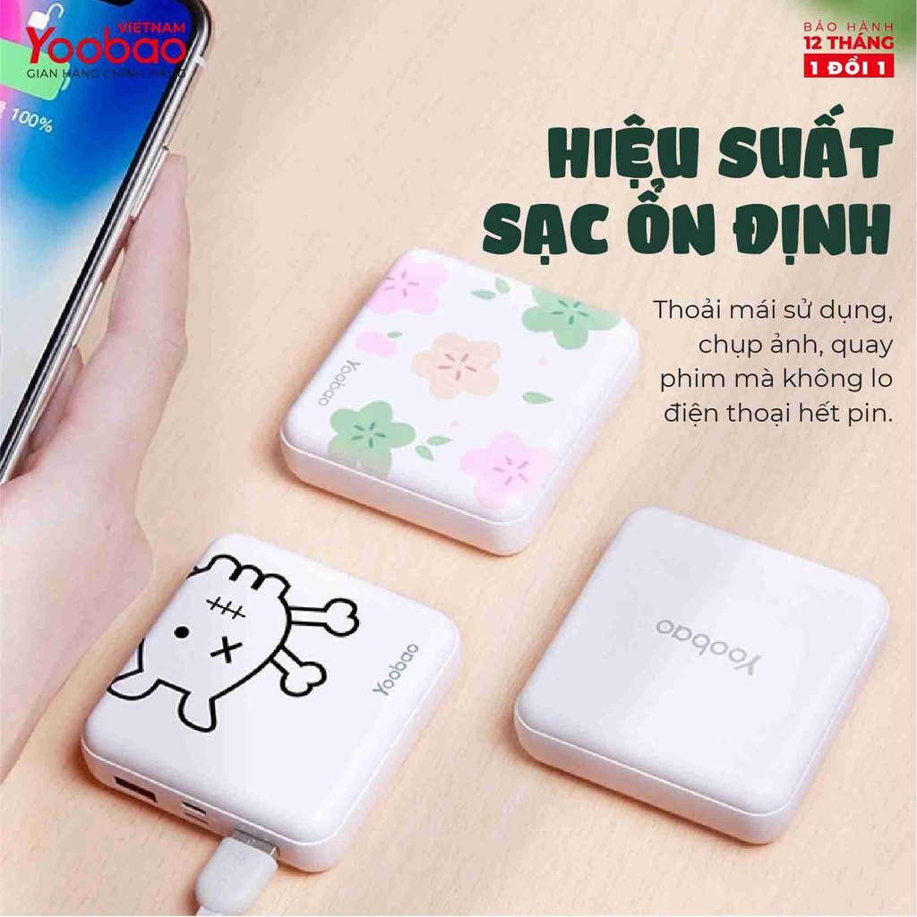 Mô tả Sạc dự phòng mini dễ thương 10000mAh Yoobao M4 mini Sạc đồng thời 2 cổng Hàng phân phối chính hãng - 5