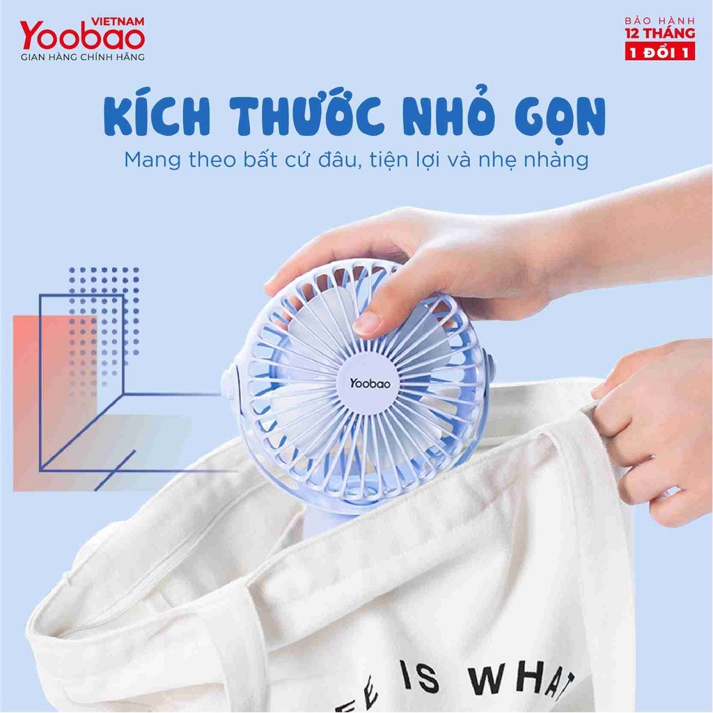 Mô tả Quạt sạc mini để bàn/ kẹp nôi YOOBAO F04 2500mAh Xoay 720 độ Chạy 16 giờ liên tục | Bảo hành 12 tháng - 4