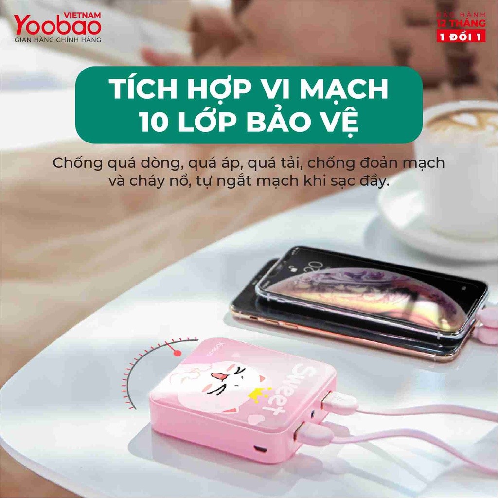 Mô tả SẠC DỰ PHÒNG 10000mAh YOOBAO YB-6024 - Kèm đèn LED - Sạc đồng thời 2 thiết bị - Hãng phân phối chính thức - 8