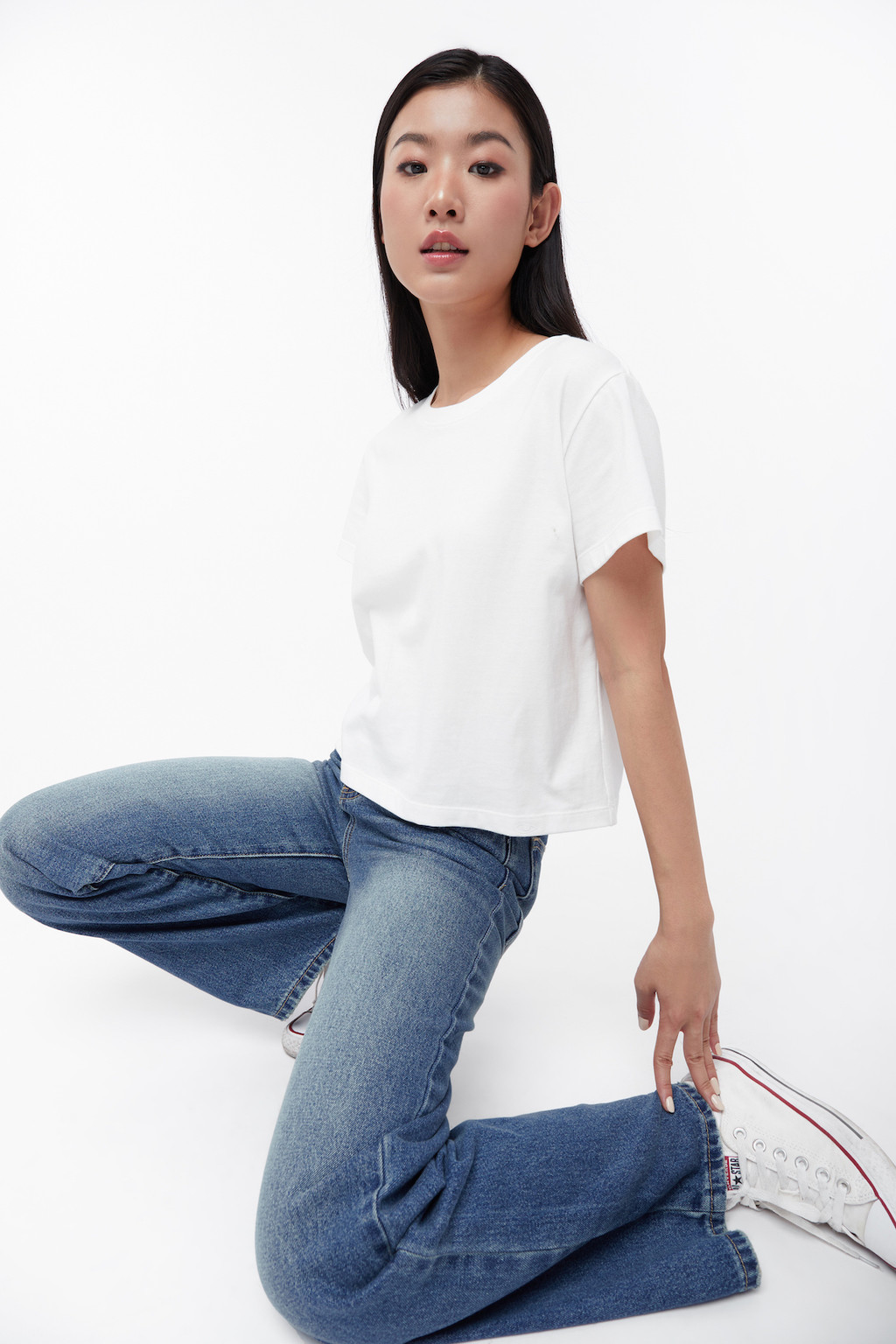 Mô tả TheBlueTshirt - Áo thun trơn nữ tay ngắn phom suông cho nữ - Everyday Tee 100% Natural Cotton - Women - 3
