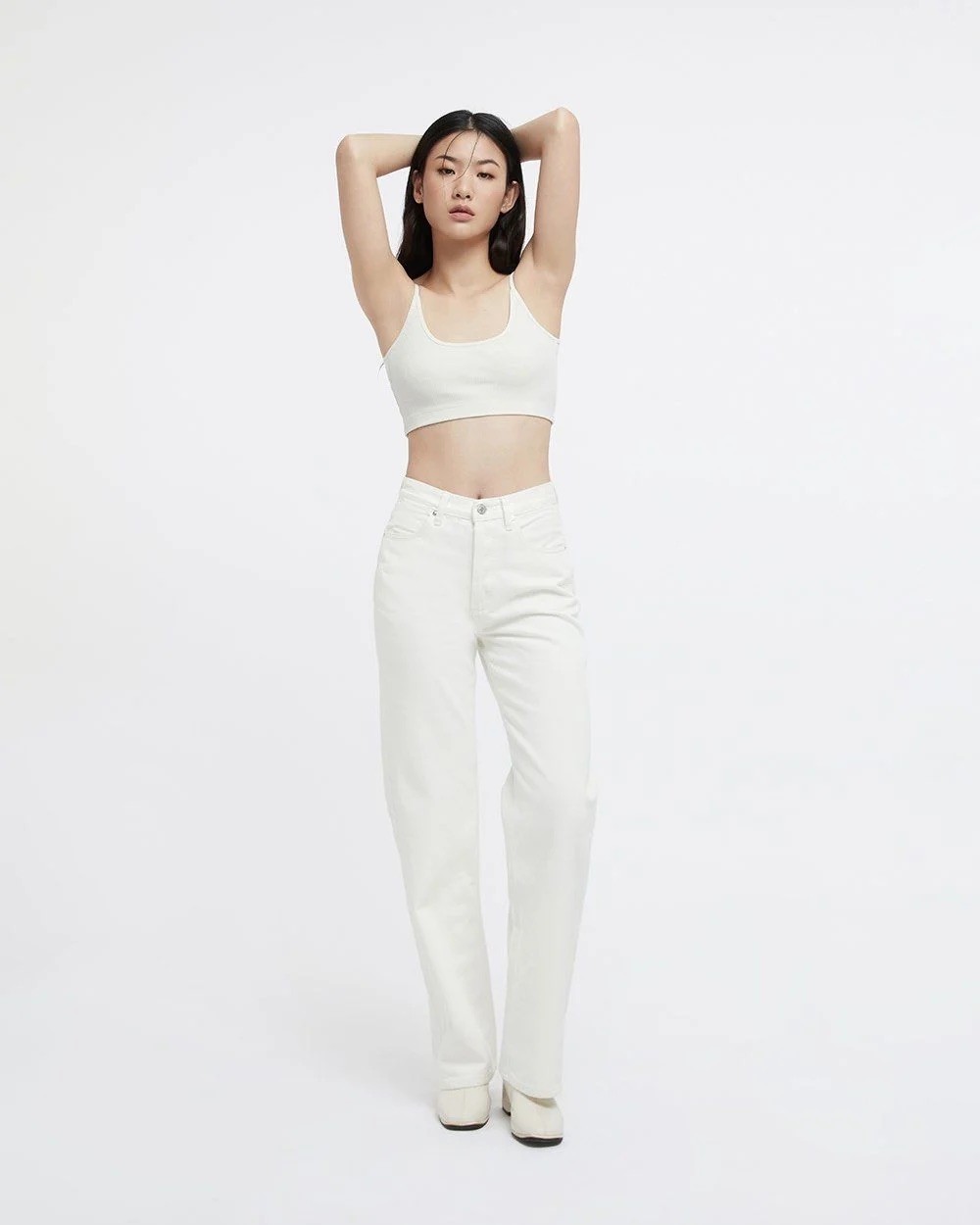 Mô tả TheBlueTshirt - Quần jeans lưng cao ống suông có nhiều màu cho nữ - The Original Grandpa Jeans - Women - 4