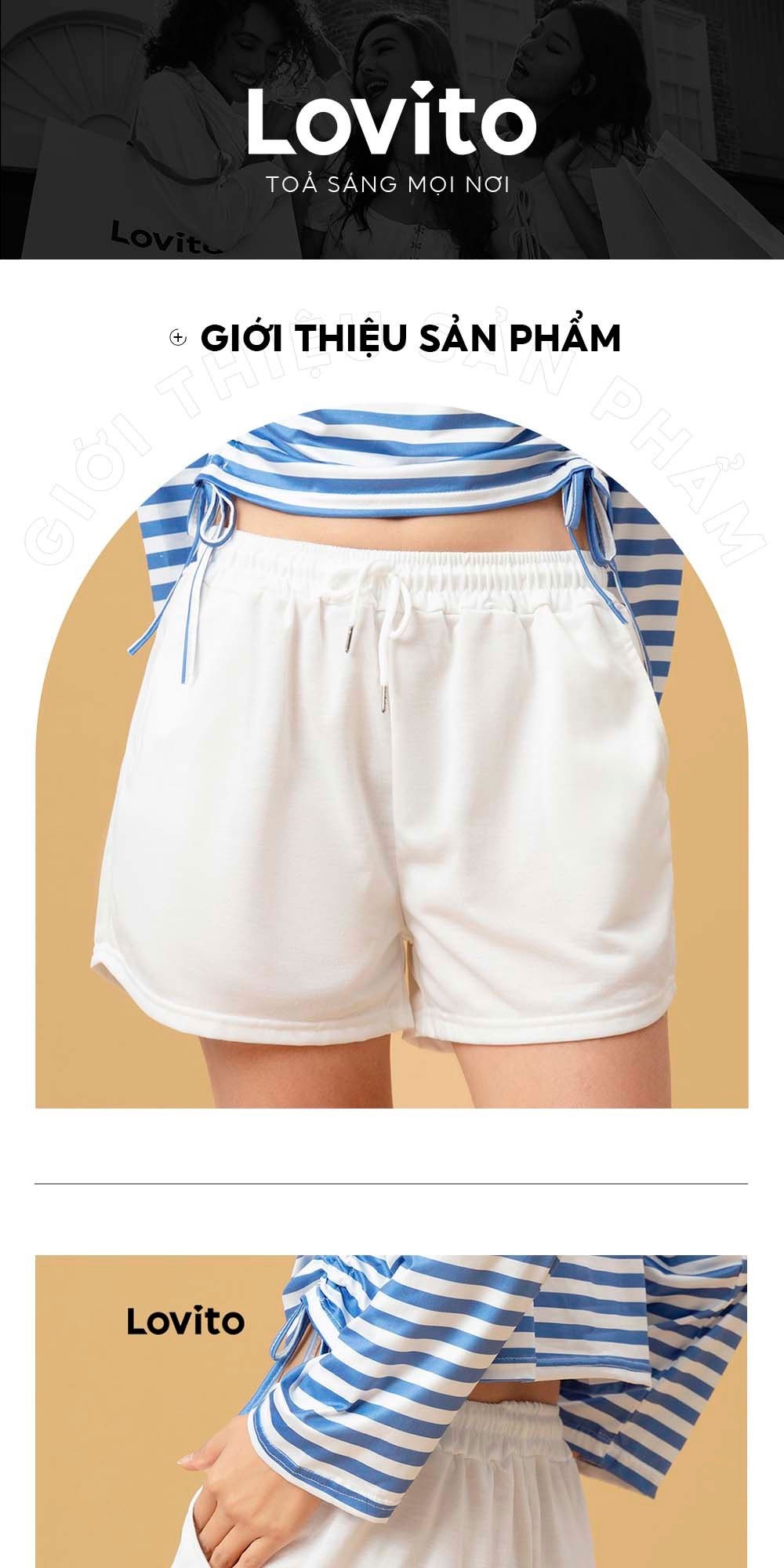 Mô tả Quần short nữ Lovito L00242 lưng thun thiết kế rút dây thời trang năng động cho nữ nhiều màu sắc tùy chọn - 1