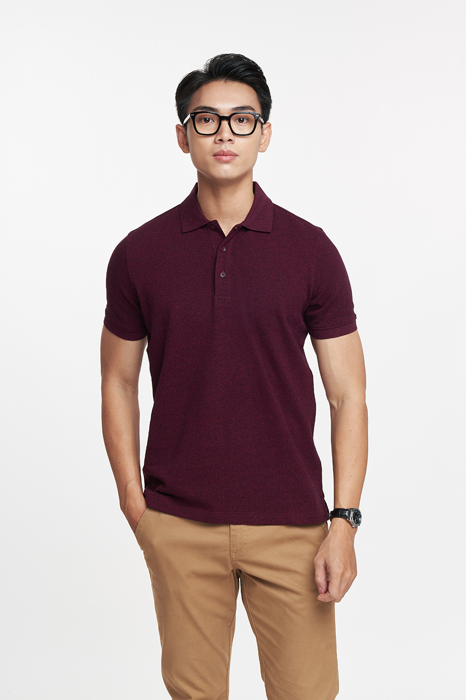 Mô tả Áo Premium Polo Melange Nam Co Giãn Thấm Hút Chất Liệu Cotton NINOMAXX 2212013 - 4