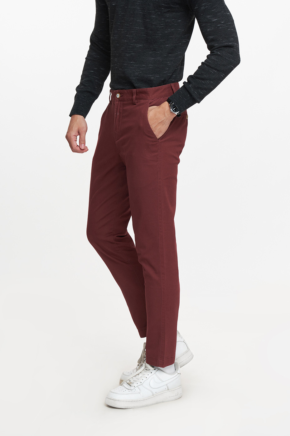 Mô tả Quần Khaki Nam Quần Dài Cotton N&M Ninomaxx Đỏ Đô 1804083 - 4