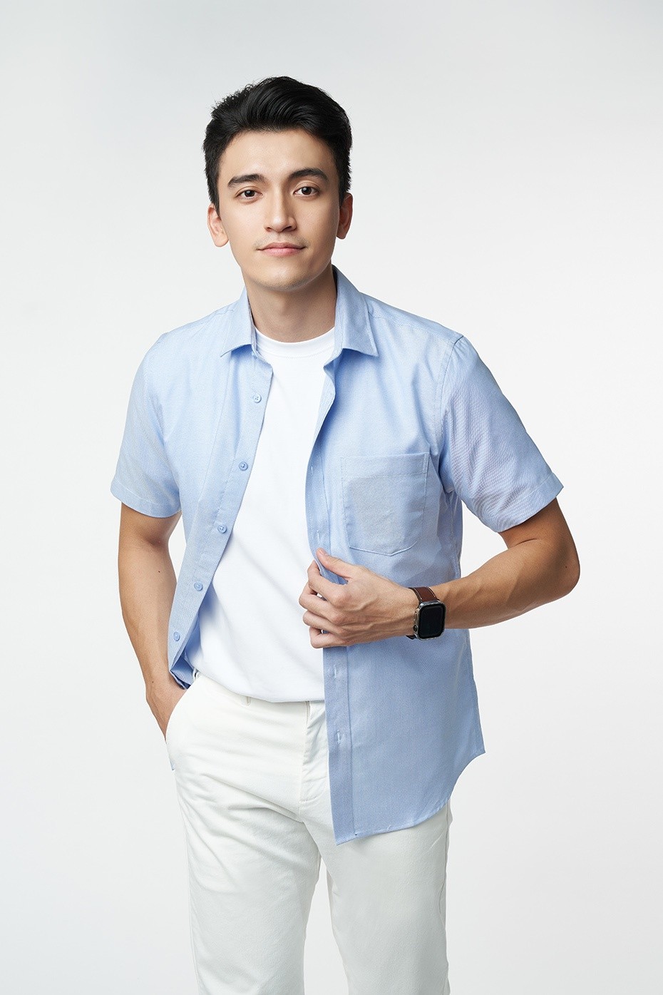 Mô tả Ninomaxx Áo Sơ Mi Nam chất liệu cotton form Slim tay ngắn Fit 2105022 - 2