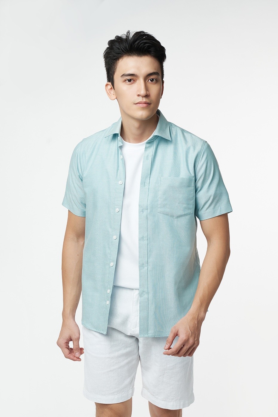 Mô tả Ninomaxx Áo Sơ Mi Nam chất liệu cotton form Slim tay ngắn Fit 2105022 - 4