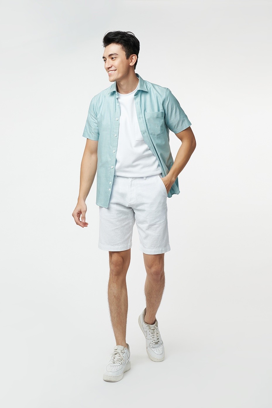 Mô tả Ninomaxx Áo Sơ Mi Nam chất liệu cotton form Slim tay ngắn Fit 2105022 - 5