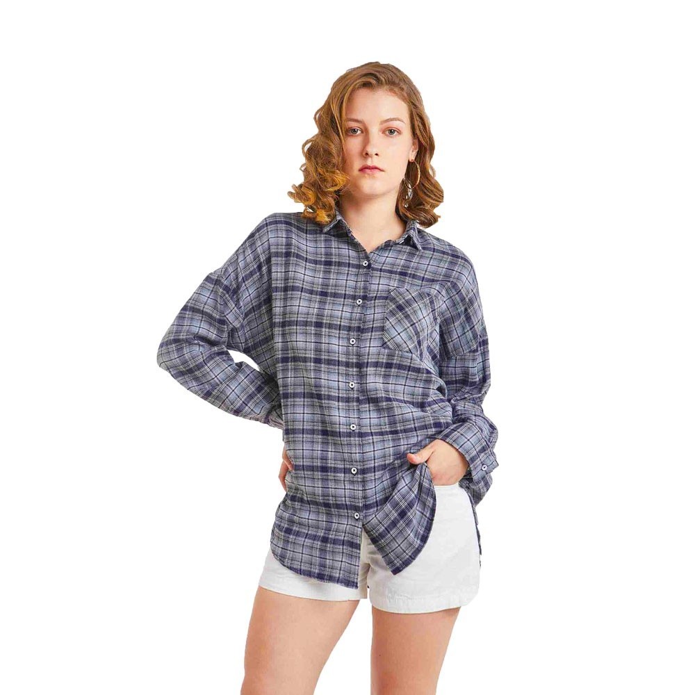 Mô tả Áo Sơ Mi Caro Nữ Tay Dài Cotton NINOMAXX 1910025 - 2