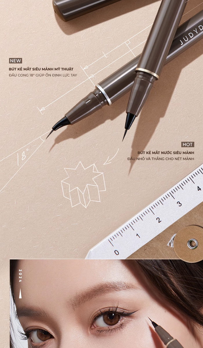 Mô tả Bút Kẻ Mắt Nước JUDYDOLL 0.4g Siêu Mảnh 0.014mm Chống Thấm Nước Không Lem Khô Nhanh Dễ Sử Dụng - 2