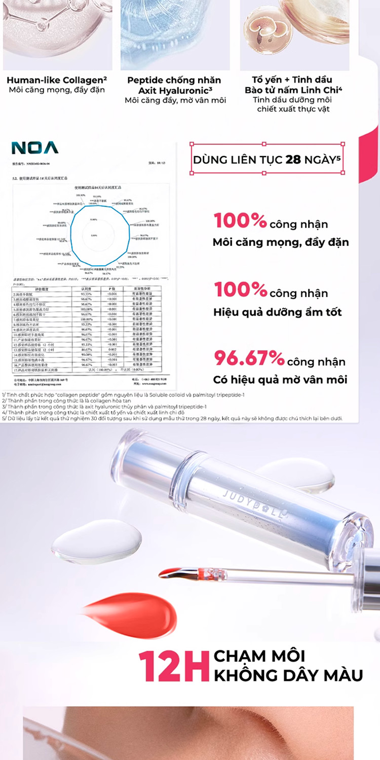 Mô tả 2 Son Đầu Sắt JUDYDOLL Bền Màu Dưỡng Ẩm Lâu Trôi Không Dây Màu Lên Màu Chuẩn Đẹp Tự Nhiên Căng Mọng - 4