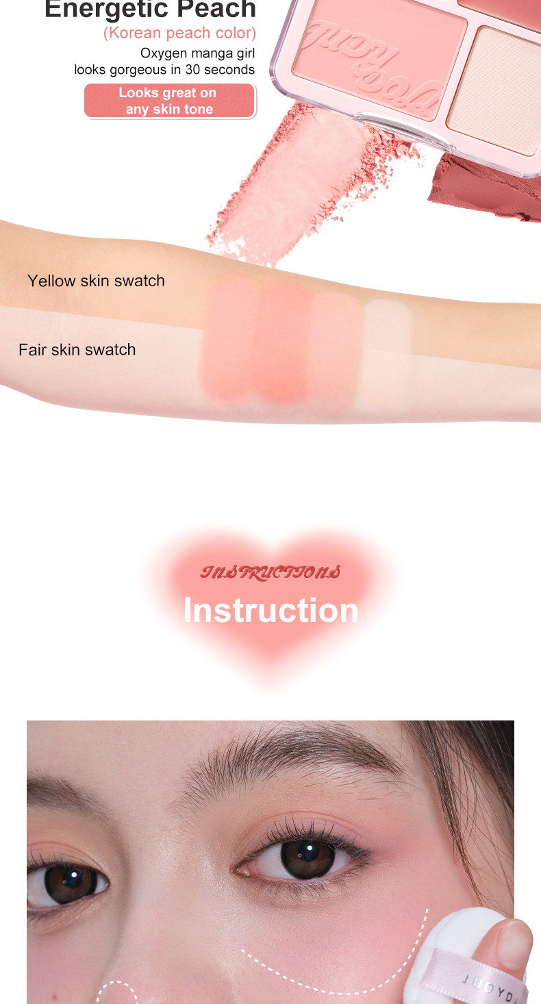 Mô tả Bảng Tạo Khối Bắt Sáng 4 Ô JUDYDOLL & Bảng Má Hồng 4 Ô JUDYDOLL Mỏng Nhẹ Lên Màu Tự Nhiên Mịn Da - 11