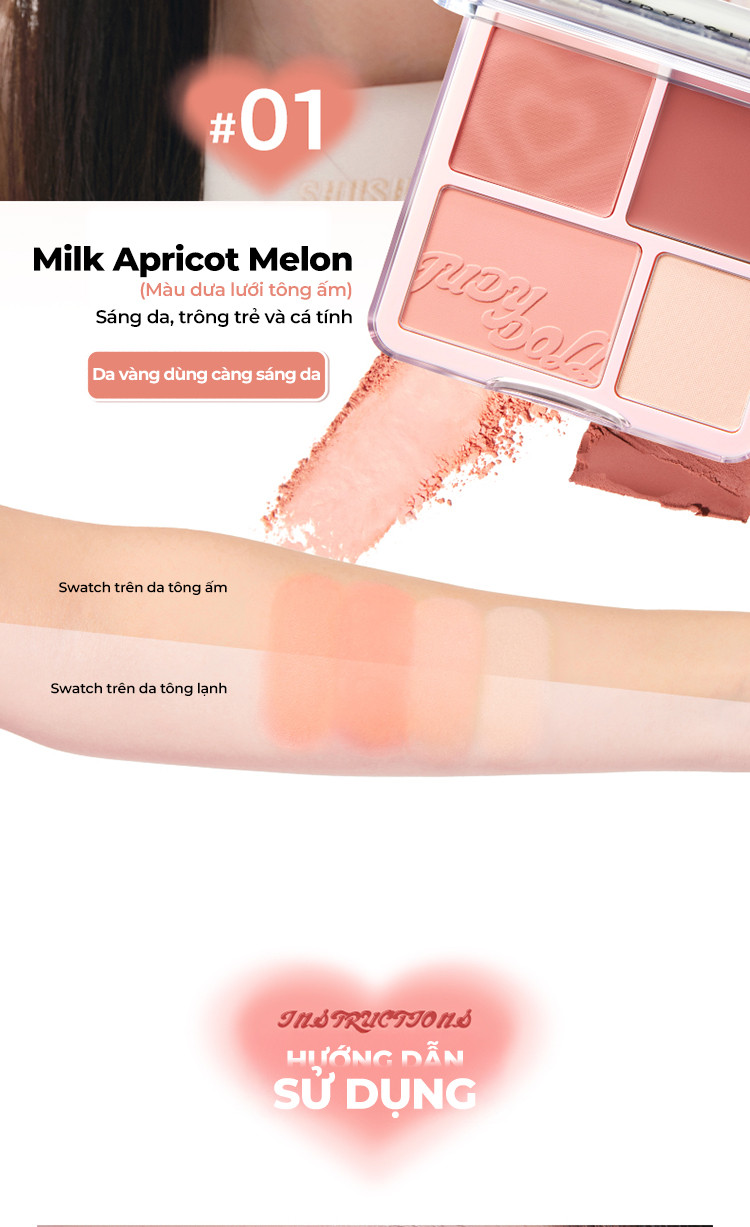 Mô tả Bảng Phấn Má Hồng Bắt Sáng JUDYDOLL 4 Ô Tông Lì Đa Năng Mềm Mịn Trang Điểm Tự Nhiên Lâu Trôi - 11