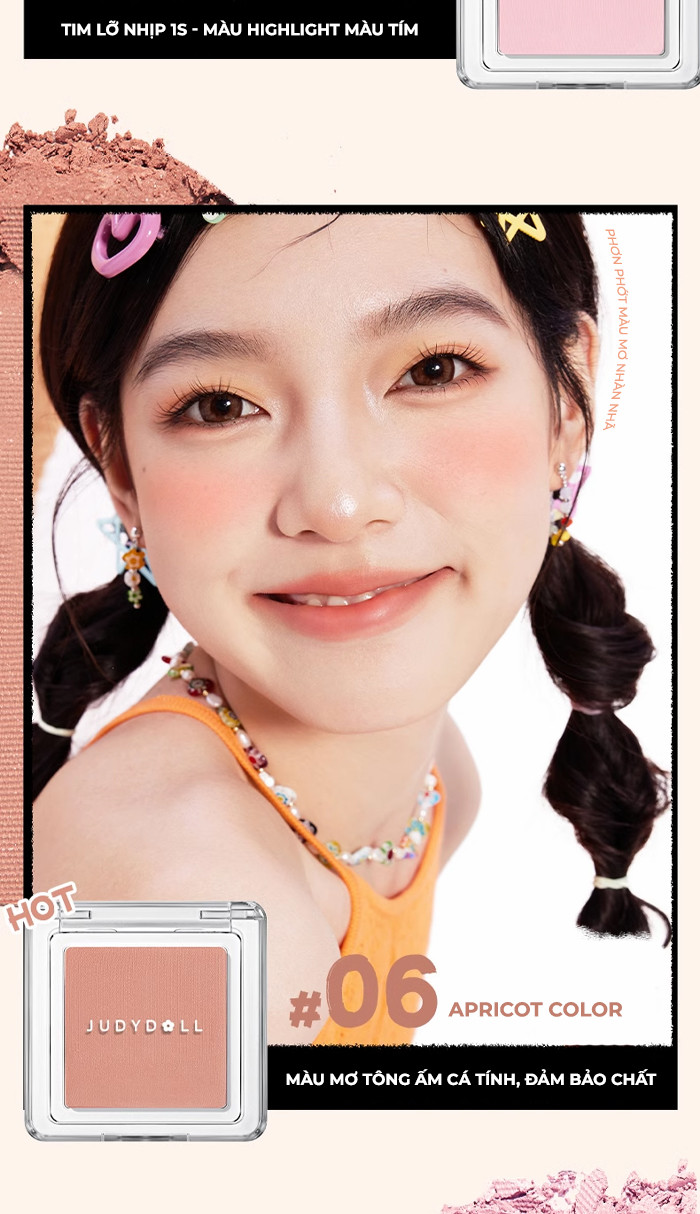 Mô tả Phấn Má Hồng JUDYDOLL 2g Đơn Sắc Mịn Lì Chuẩn Màu Trang Điểm Tự Nhiên Lâu Trôi Bền Màu Suốt 24h - 7