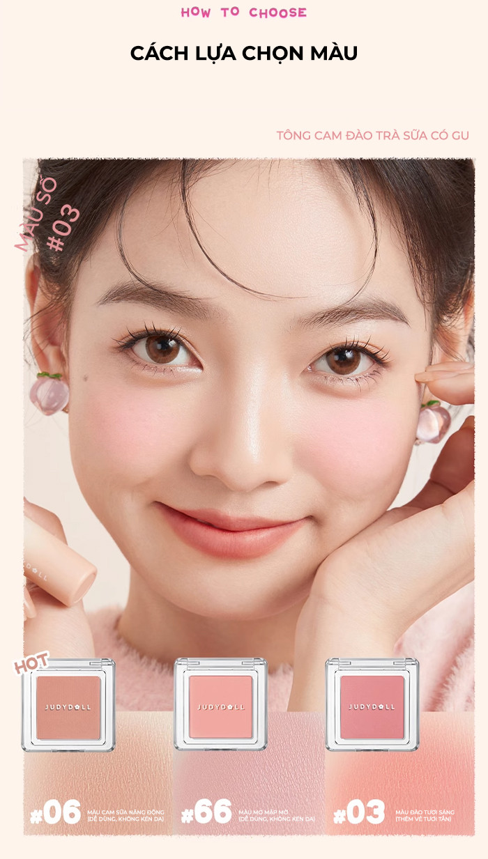 Mô tả Phấn Má Hồng JUDYDOLL 2g Đơn Sắc Mịn Lì Chuẩn Màu Trang Điểm Tự Nhiên Lâu Trôi Bền Màu Suốt 24h - 10