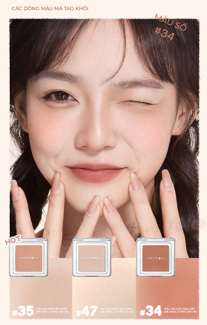 Mô tả Phấn Má Hồng JUDYDOLL 2g Đơn Sắc Mịn Lì Chuẩn Màu Trang Điểm Tự Nhiên Lâu Trôi Bền Màu Suốt 24h - 12