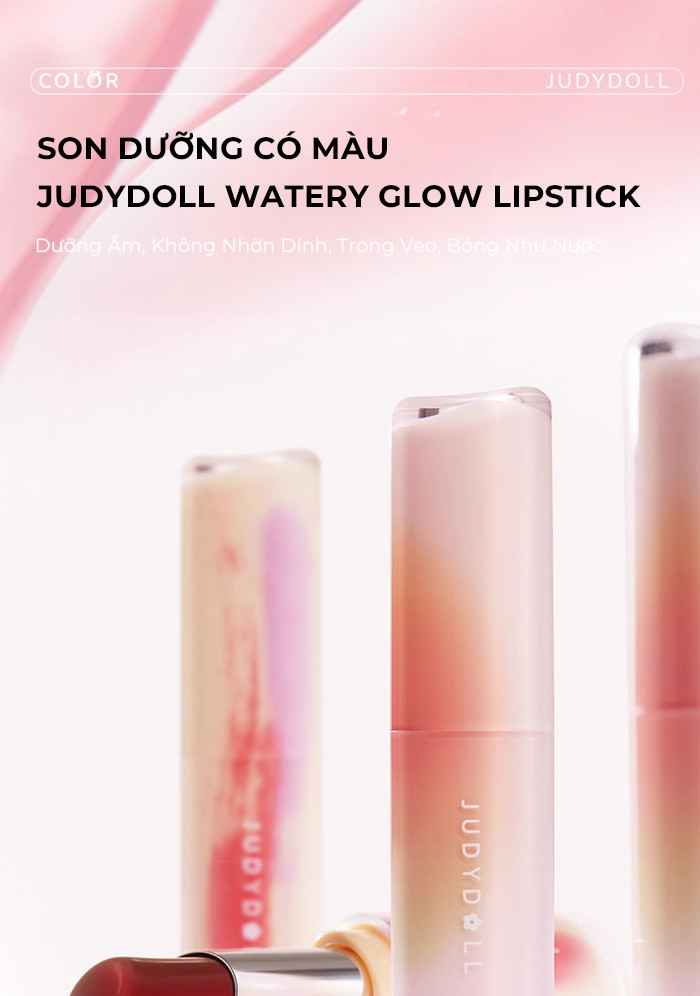 Mô tả Son Dưỡng Có Màu JUDYDOLL 3g Dưỡng Ẩm Bóng Tráng Gương Sáng Lấp Lánh Mịn Môi Bền Màu Che Phủ Vân Môi - 1