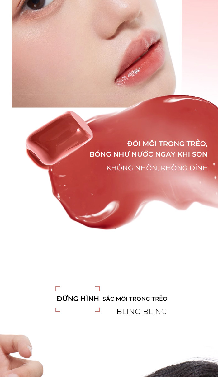 Mô tả Son Dưỡng Có Màu JUDYDOLL 3g Dưỡng Ẩm Bóng Tráng Gương Sáng Lấp Lánh Mịn Môi Bền Màu Che Phủ Vân Môi - 3