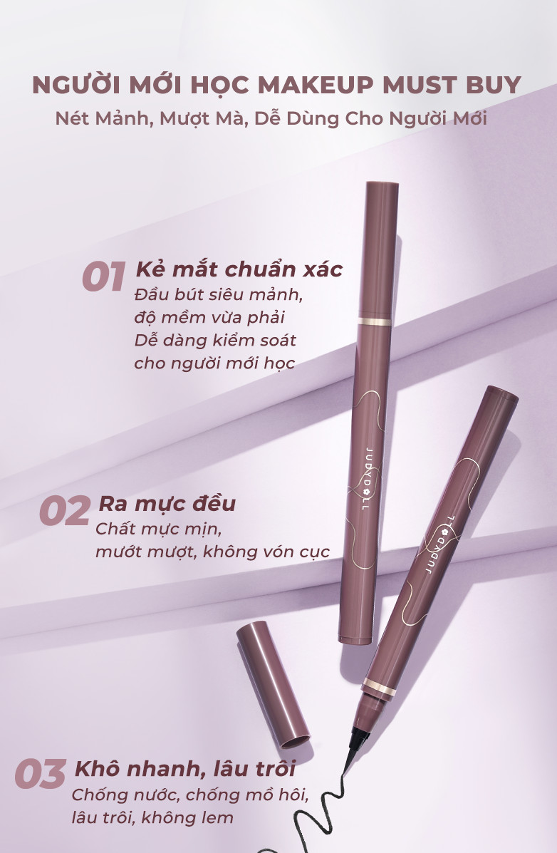 Mô tả Mascara JUDYDOLL Đầu Sắt & Kẻ Mắt Nước JUDYDOLL Siêu Mảnh Kháng Nước Kháng Mồ Hôi Lâu Trôi - 4