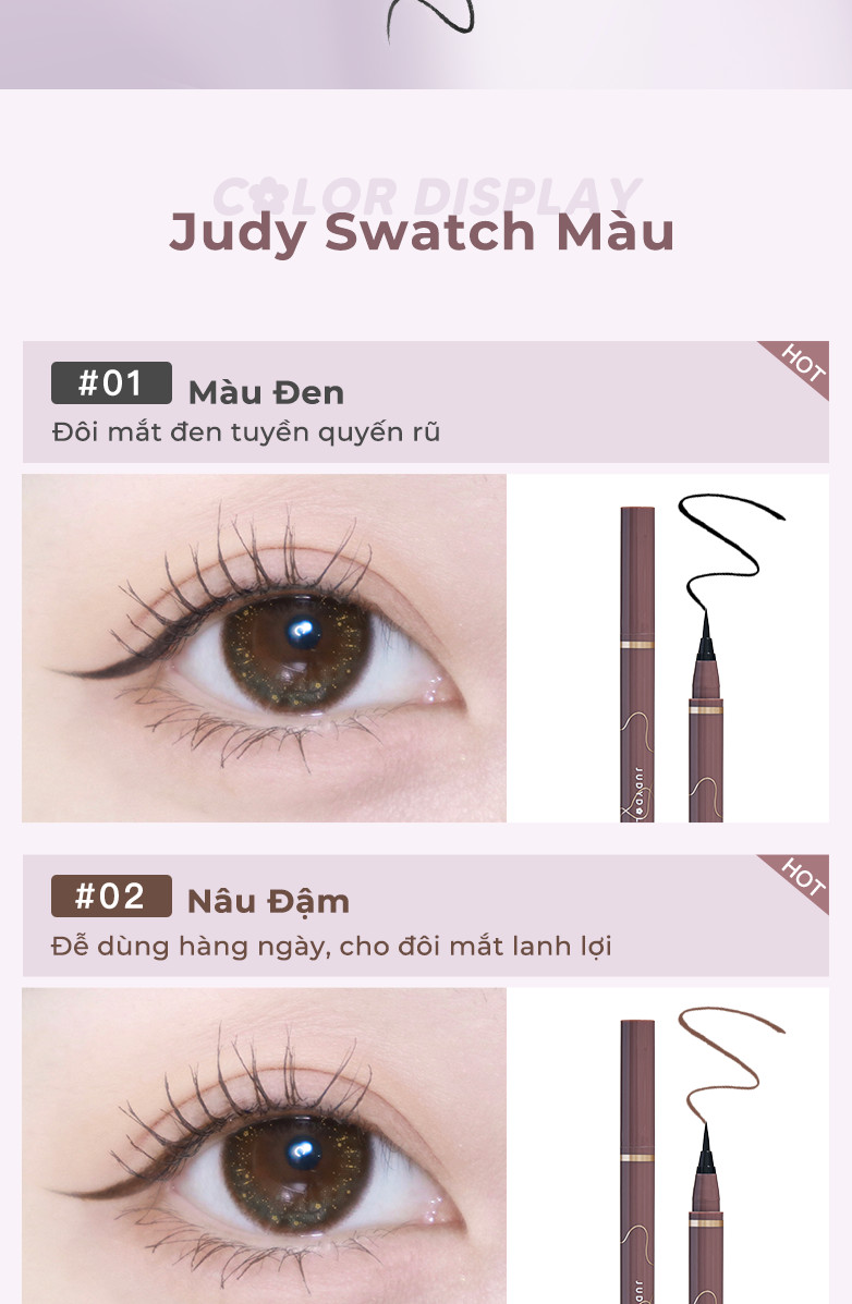Mô tả Mascara JUDYDOLL Đầu Sắt & Kẻ Mắt Nước JUDYDOLL Siêu Mảnh Kháng Nước Kháng Mồ Hôi Lâu Trôi - 5