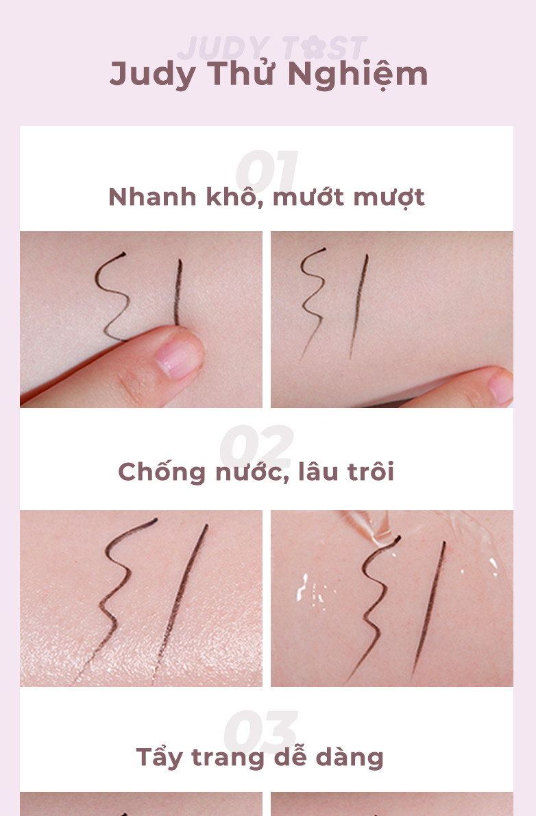 Mô tả Mascara JUDYDOLL Đầu Sắt & Kẻ Mắt Nước JUDYDOLL Siêu Mảnh Kháng Nước Kháng Mồ Hôi Lâu Trôi - 6