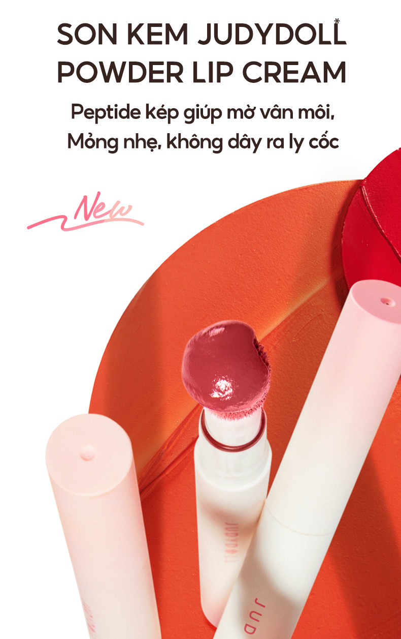 Mô tả Son Kem Lì JUDYDOLL 1.8g Đầu Bông Dặm Kem Mịn Màu Sắc Tươi Tắn Son Vặn Bền Màu Che Phủ Vân Môi Nổi Bật - 1