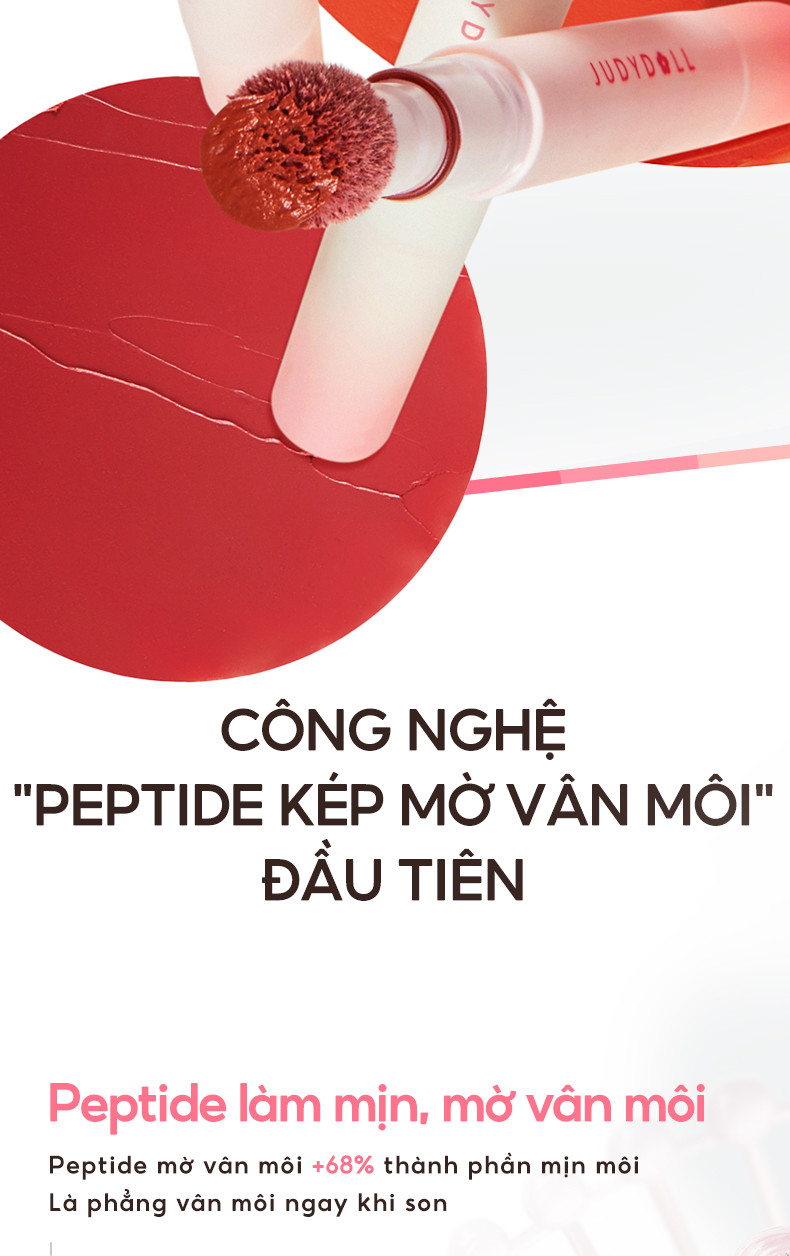 Mô tả Son Kem Lì JUDYDOLL 1.8g Đầu Bông Dặm Kem Mịn Màu Sắc Tươi Tắn Son Vặn Bền Màu Che Phủ Vân Môi Nổi Bật - 2