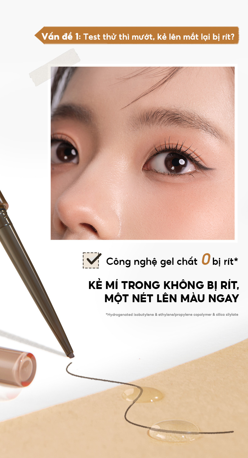 Mô tả Chì kẻ mắt JUDYDOLL 0.06g Dạng Gel Siêu Mảnh Lâu Trôi Mềm Mịn Chống Thấm Nước Không Nhòe Màu Bút Chì Mảnh Mai - 4