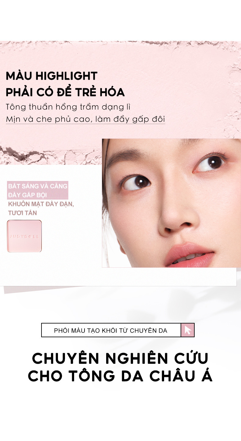 Mô tả Bảng Phấn Bắt Sáng Tạo Khối JUDYDOLL 9g Lâu Trôi Lên Màu Chuẩn Tự Nhiên Mịn Màng Hiệu Ứng 3D Bắt Sáng Màu Bóng 4 Trong 1 - 4