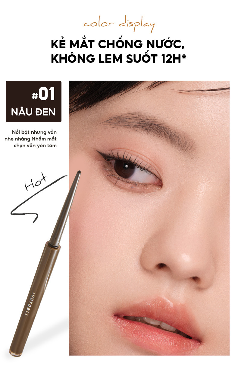 Mô tả Chì kẻ mắt JUDYDOLL 0.06g Dạng Gel Siêu Mảnh Lâu Trôi Mềm Mịn Chống Thấm Nước Không Nhòe Màu Bút Chì Mảnh Mai - 8