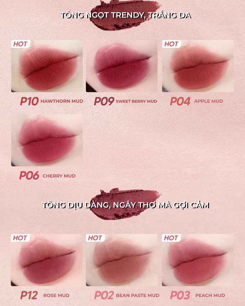 Mô tả Son Kem Bùn JUDYDOLL 3.3g Chất Son Mềm Mịn Như Nhung Che Vân Môi Giảm Thân Môi Lâu Trôi Tôn Da Giữ Ẩm Lâu Bông Mềm - 12