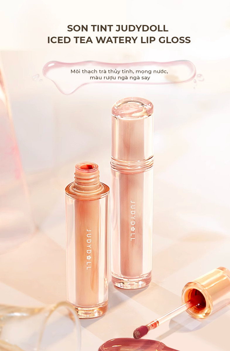 Mô tả Son Tint Bóng JUDYDOLL Trà Đá 1.8g Căng Bóng Mọng Nước Ẩm Mượt Môi Siêu Lì Bền Màu Tạo Hiệu Ứng Tráng Gương - 1