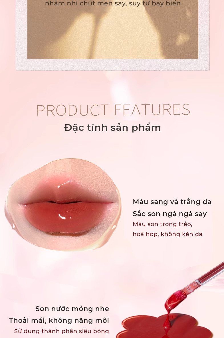 Mô tả Son Tint Bóng JUDYDOLL Trà Đá 1.8g Căng Bóng Mọng Nước Ẩm Mượt Môi Siêu Lì Bền Màu Tạo Hiệu Ứng Tráng Gương - 3