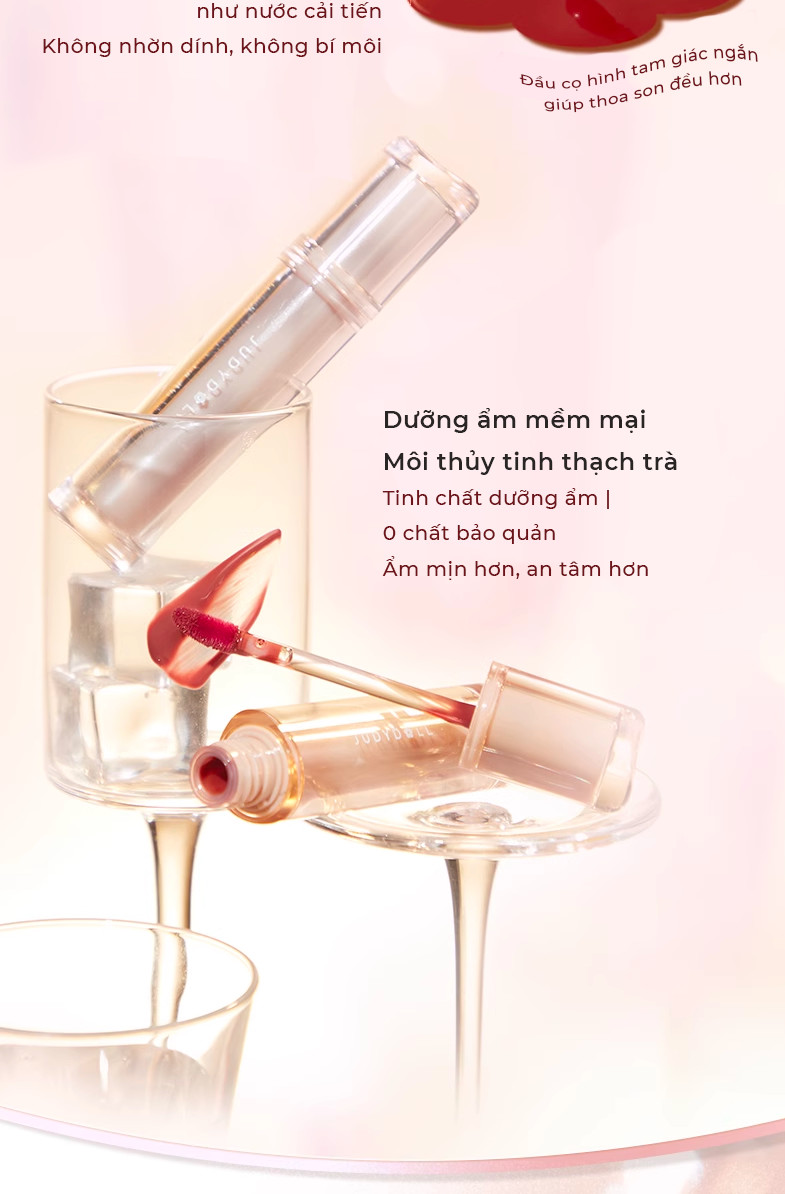 Mô tả Son Tint Bóng JUDYDOLL Trà Đá 1.8g Căng Bóng Mọng Nước Ẩm Mượt Môi Siêu Lì Bền Màu Tạo Hiệu Ứng Tráng Gương - 4
